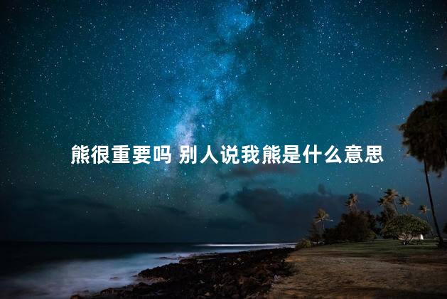 熊很重要吗 别人说我熊是什么意思